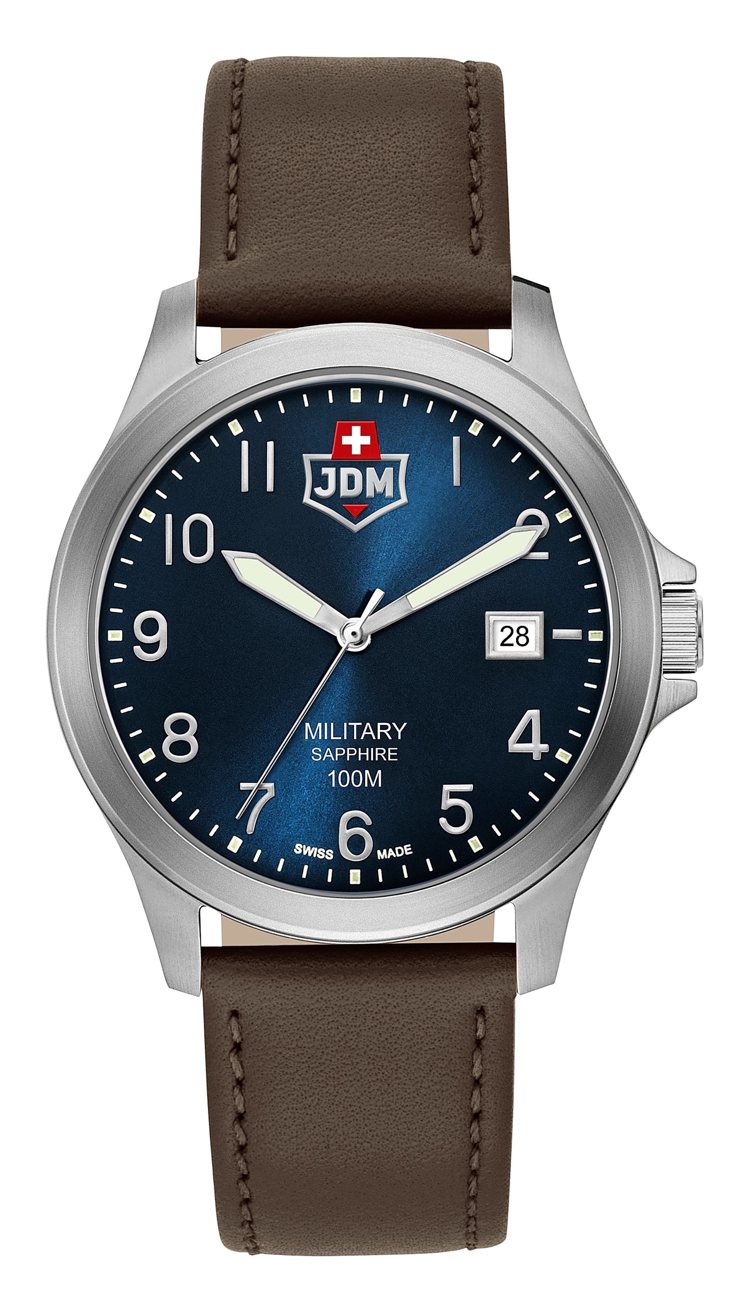 JDM Military Alpha I Blue Dial Brown Leather Strap