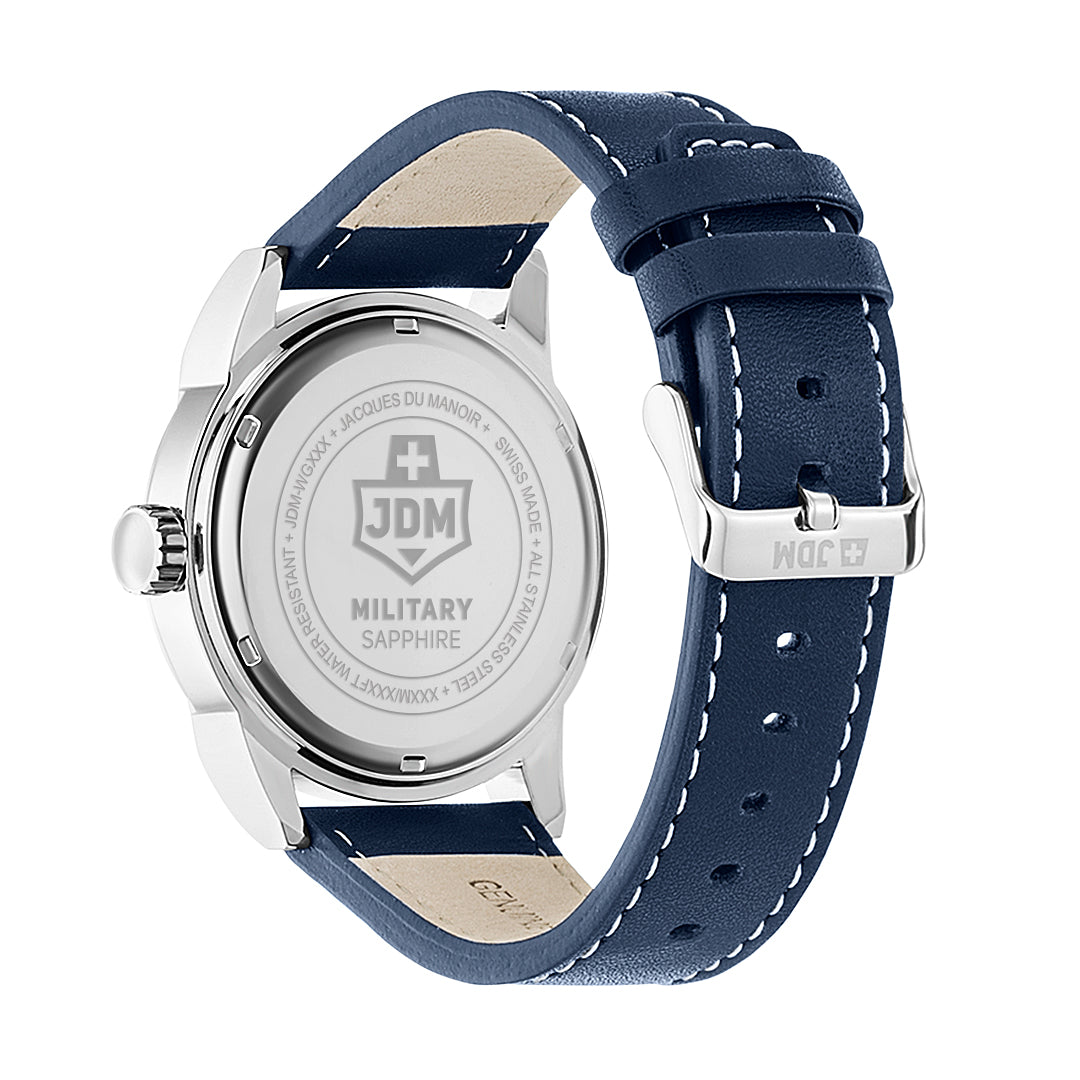 JDM Military Foxtrot Blue Dial Blue Leather Strap