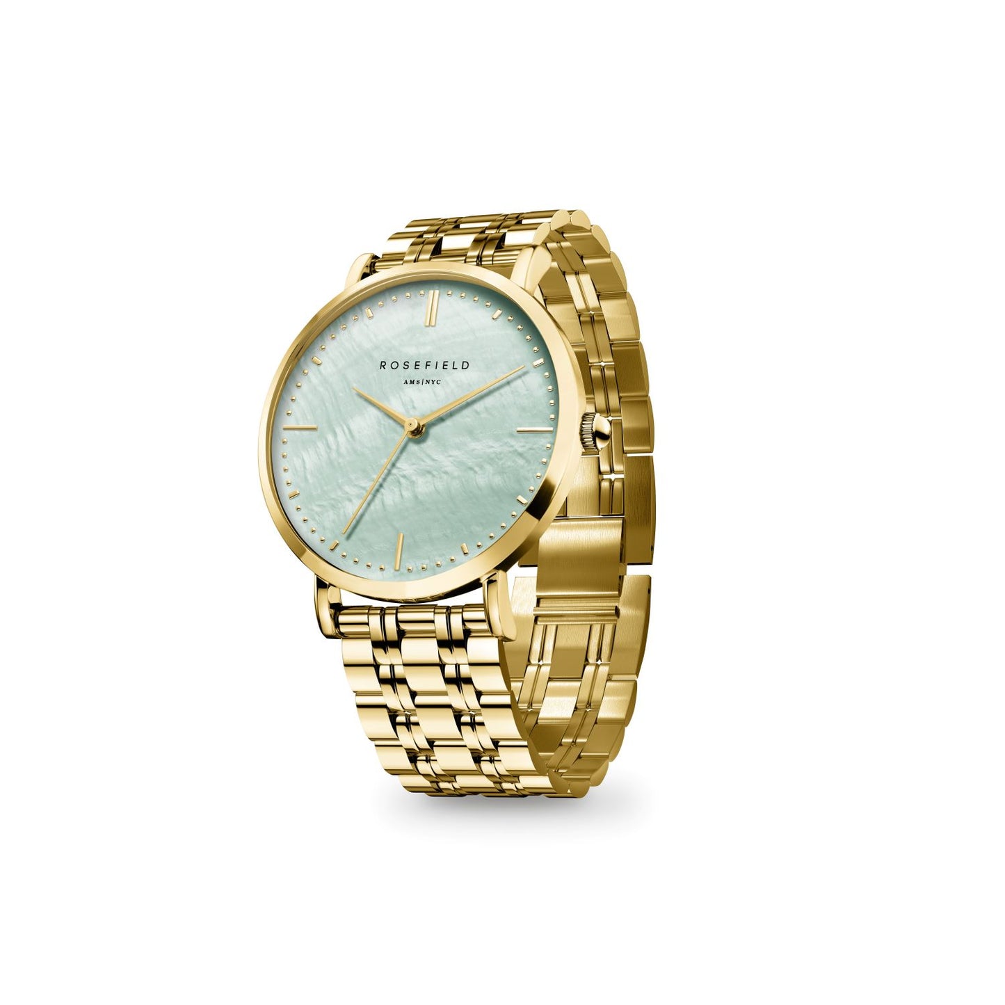 Rosefield Upper East Side Gold Watch with Mint Green Dial