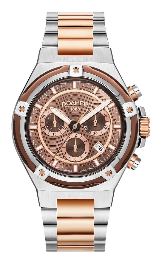 Roamer Tempo Master Brown Dial Rosegold Bi-colour Bracelet