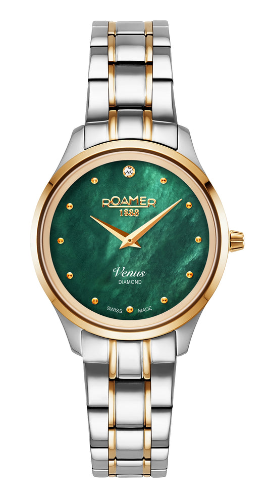 Roamer Venus Diamond, Green MOP Dial Yellow Gold Bi-colour Bracelet