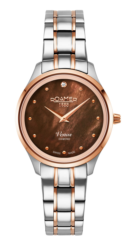 Roamer Venus Diamond, Brown MOP Dial Rosegold Bi-colour Bracelet