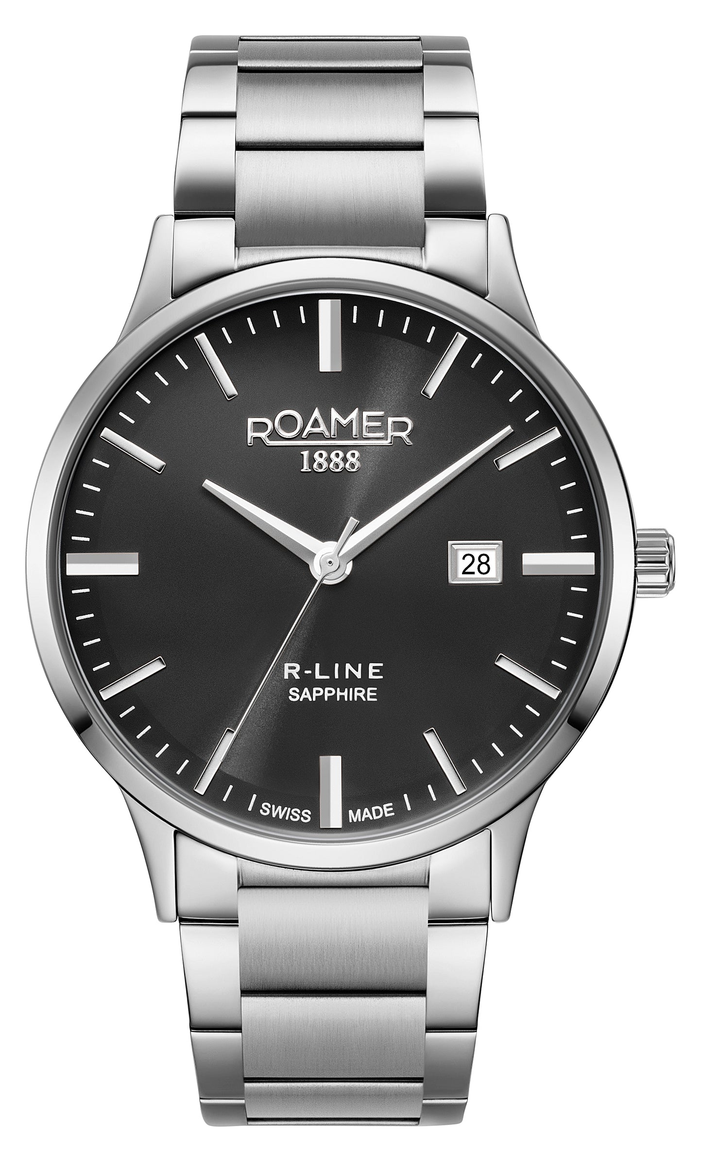Roamer R-Line Classic, Black Dial Stainless Steel Bracelet