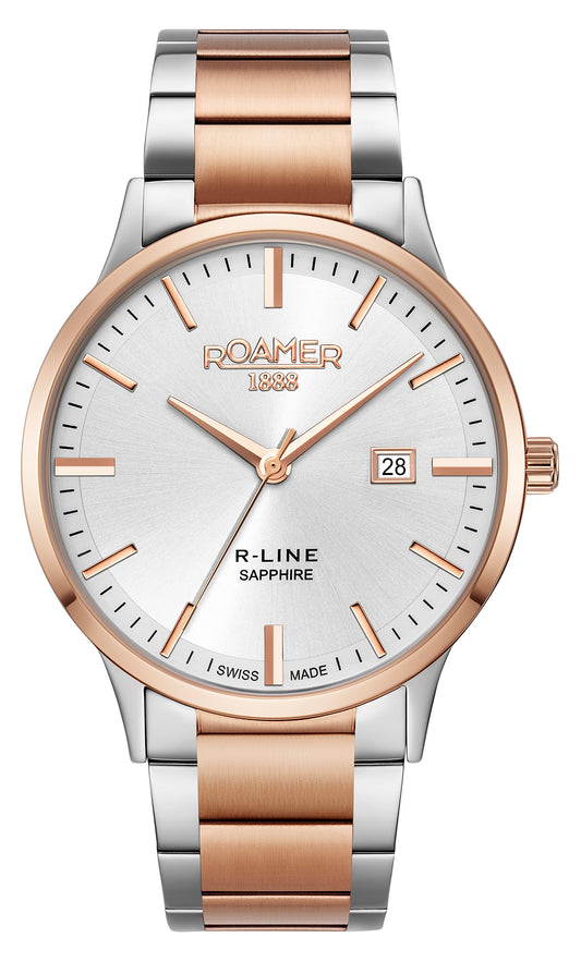 Roamer R-Line Classic, Silver Dial Rosegold Bi-colour Bracelet