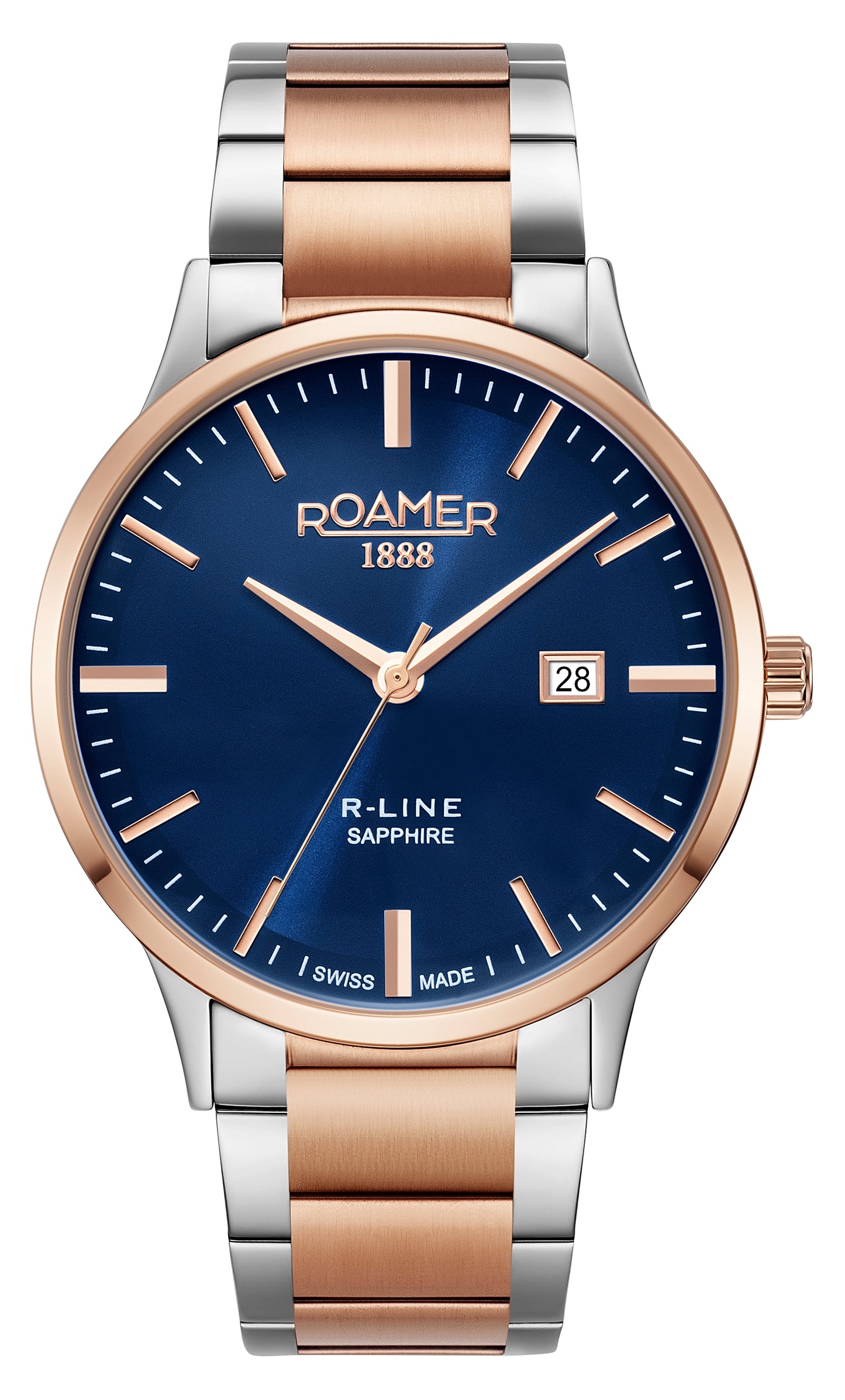 Roamer R-Line Classic, Blue Dial Rosegold Bi-colour Bracelet