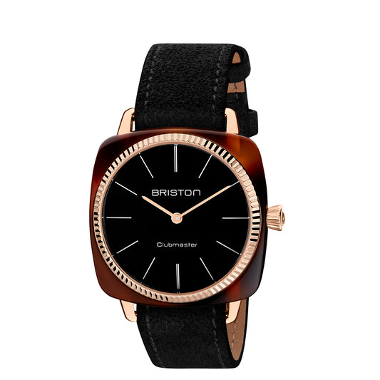 Briston Clubmaster Elegant, Black Dial Black Strap with Rosegold IP Accents