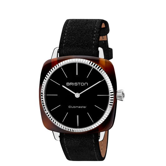 Briston Clubmaster Elegant, Black Dial Black Strap with Steel Accents