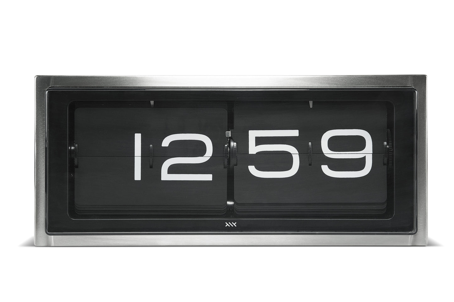 LEFF Amsterdam Retro Flip Display Brick Clock Stainless Steel Black Display with White Numbers