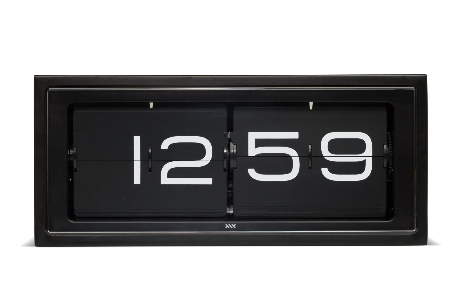 LEFF Amsterdam Retro Flip Display Brick Clock Black IP Stainless Steel Black Display with White Numbers