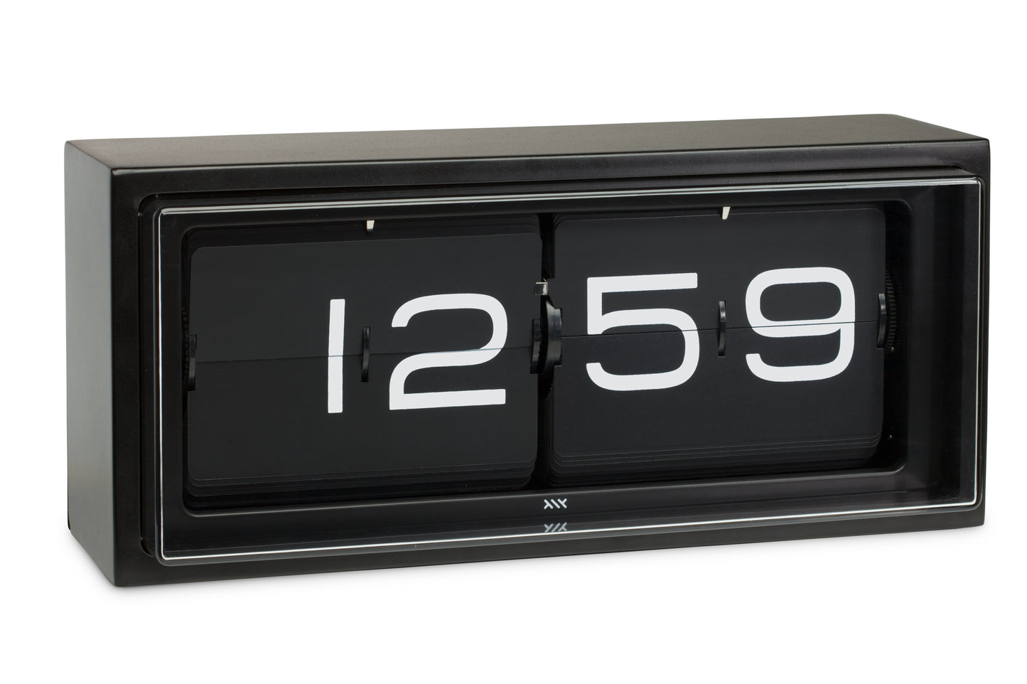LEFF Amsterdam Retro Flip Display Brick Clock Black IP Stainless Steel Black Display with White Numbers