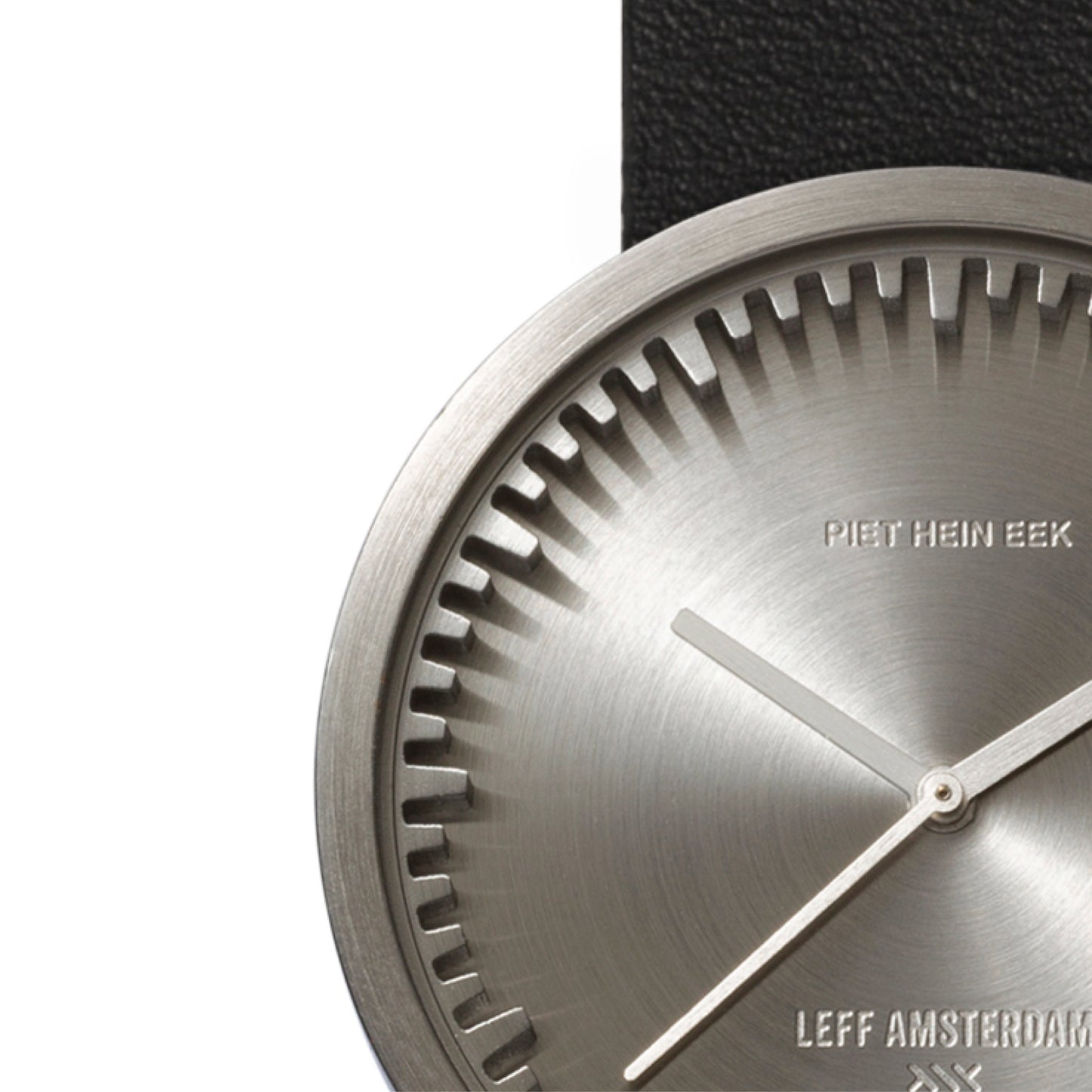 LEFF Amsterdam Tube Watch D38 Stainless Steel Case Black Leather Strap