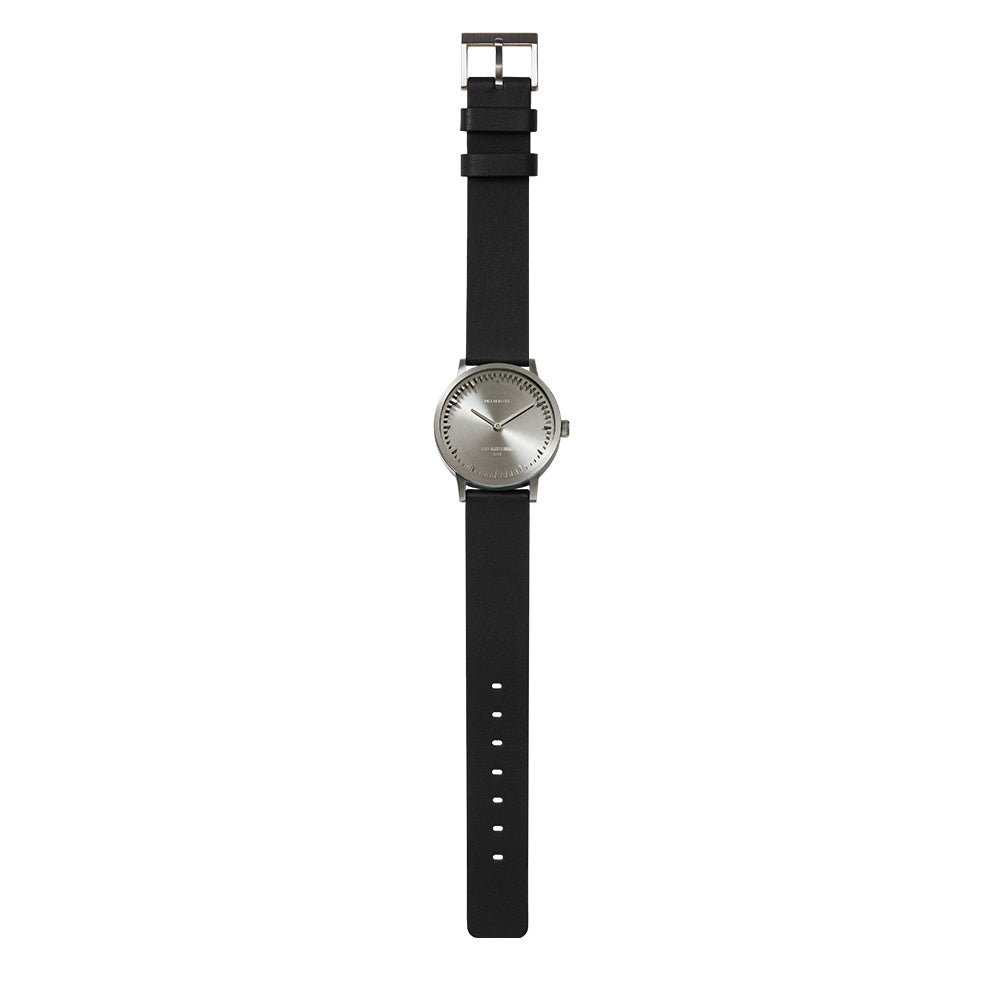 LEFF Amsterdam Tube Watch T32 Stainless Steel Case Black Leather Strap